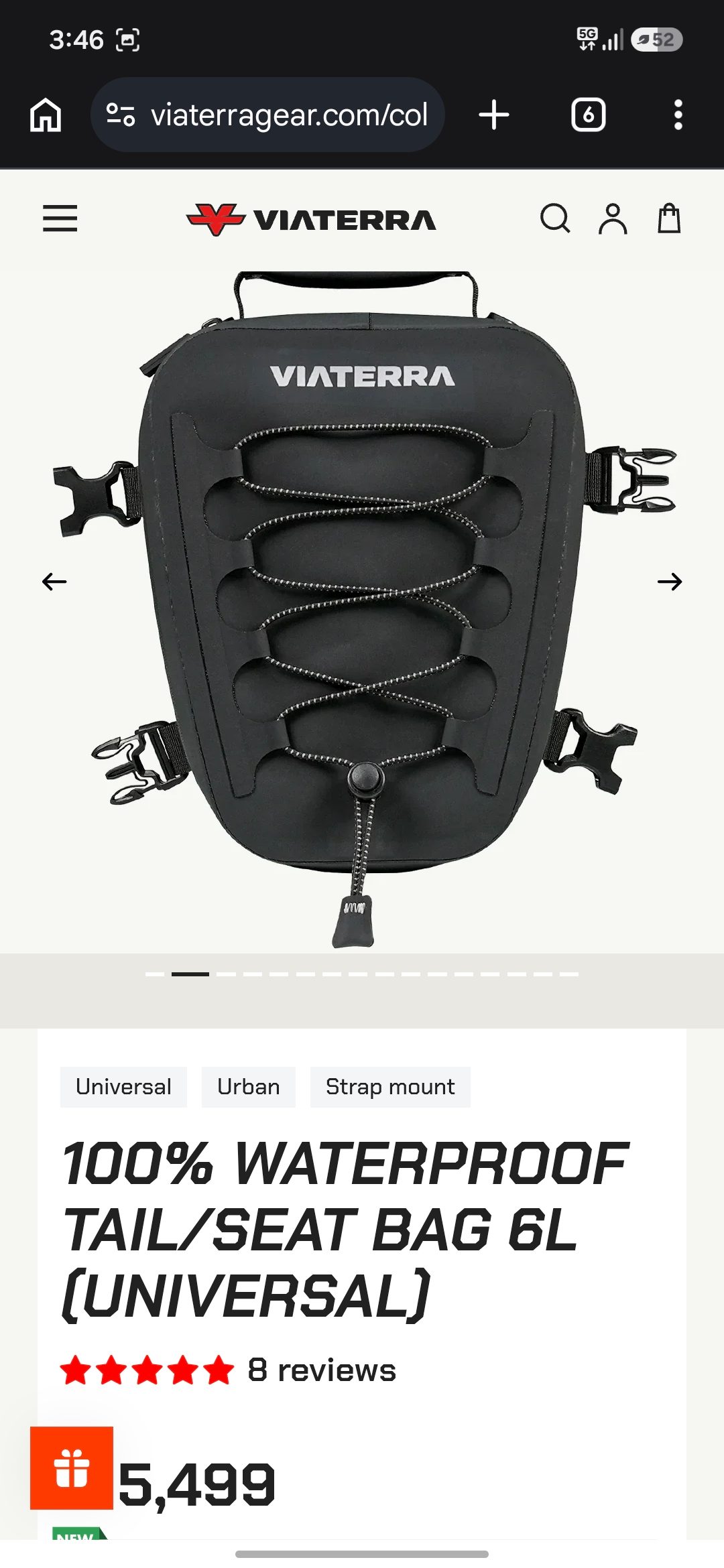 100% Waterproof Tail/Seat Bag 6L (Universal) 2
