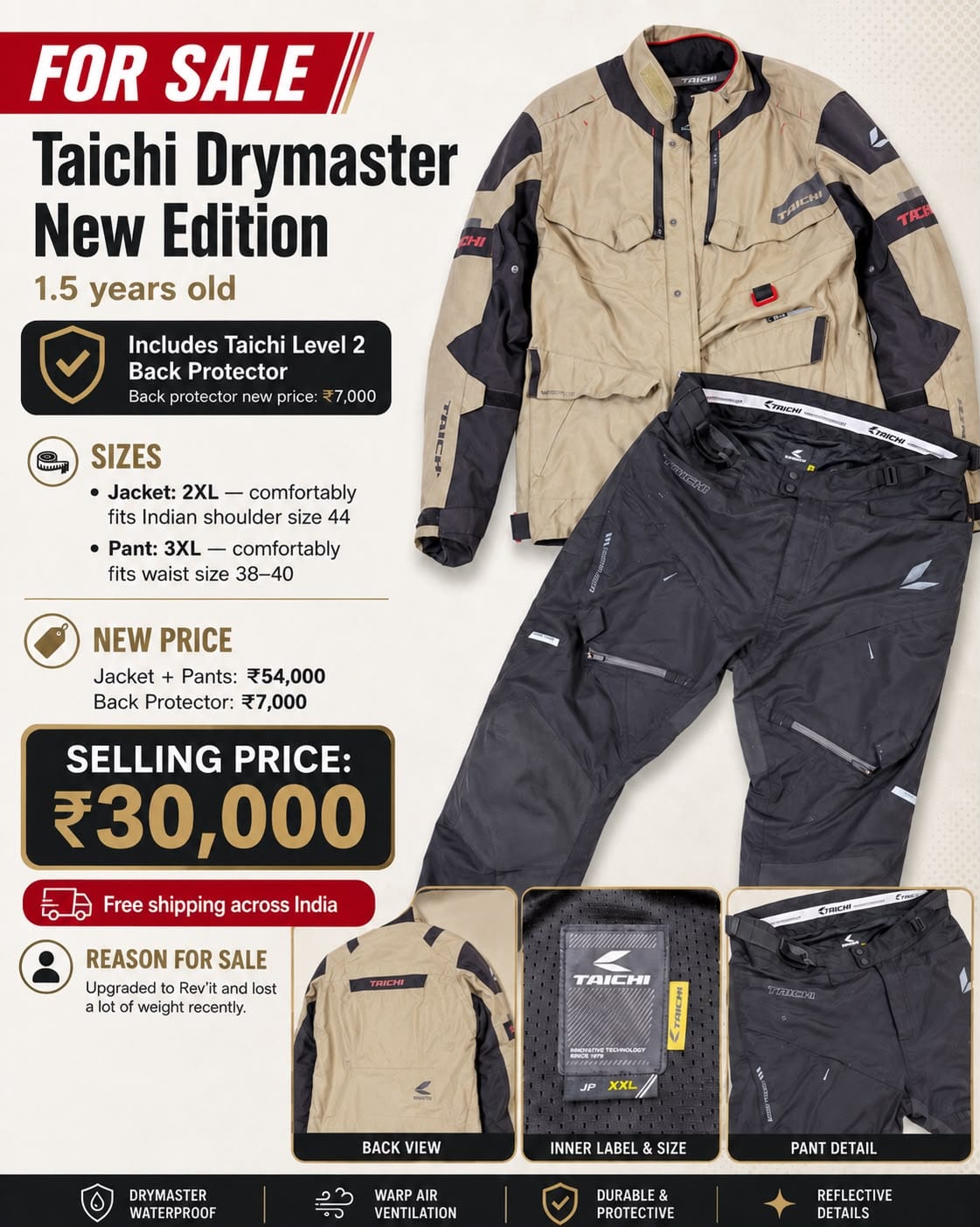 Taichi Drymaster Jacket, Pants and Backprotector level 2 - image 1